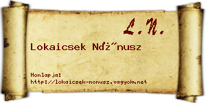 Lokaicsek Nónusz névjegykártya